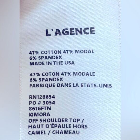 L’AGENCE Kimora One Shoulder Camel Colored Top size medium brand new in bag - Picture 3 of 3